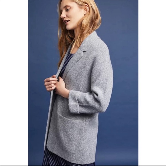 Anthropologie Moth Angie Women's Gray Knit Open Front Sweater - Picture 2 of 15